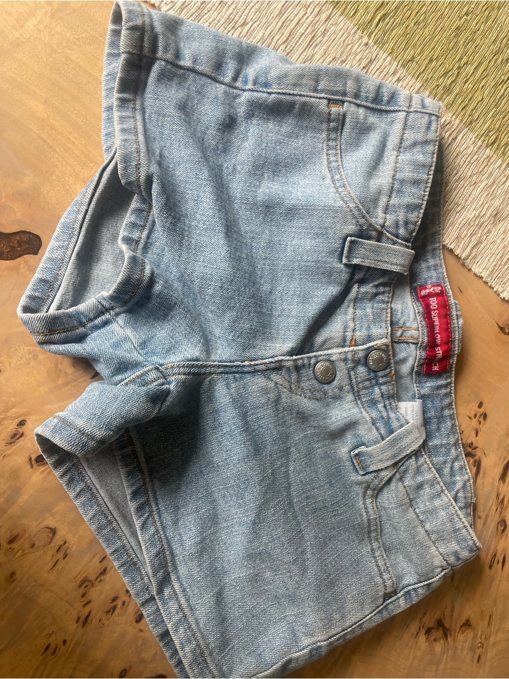 Levi's Superlow Stretch Light Wash Denim Shorts Juniors 5JR 2.5 Inseam Y2K